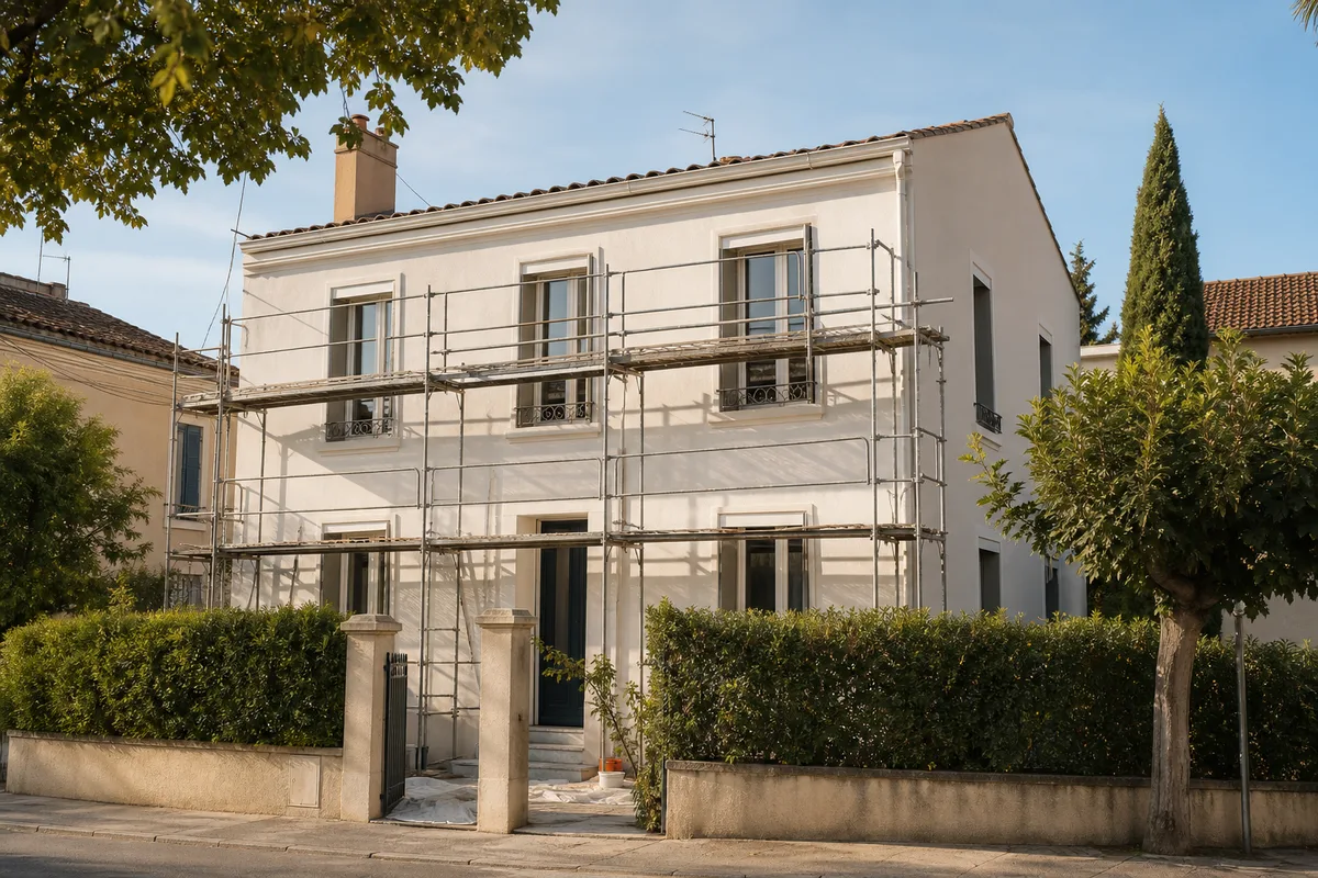 Façade de maison montpelliéraine rénovée après ravalement soigné